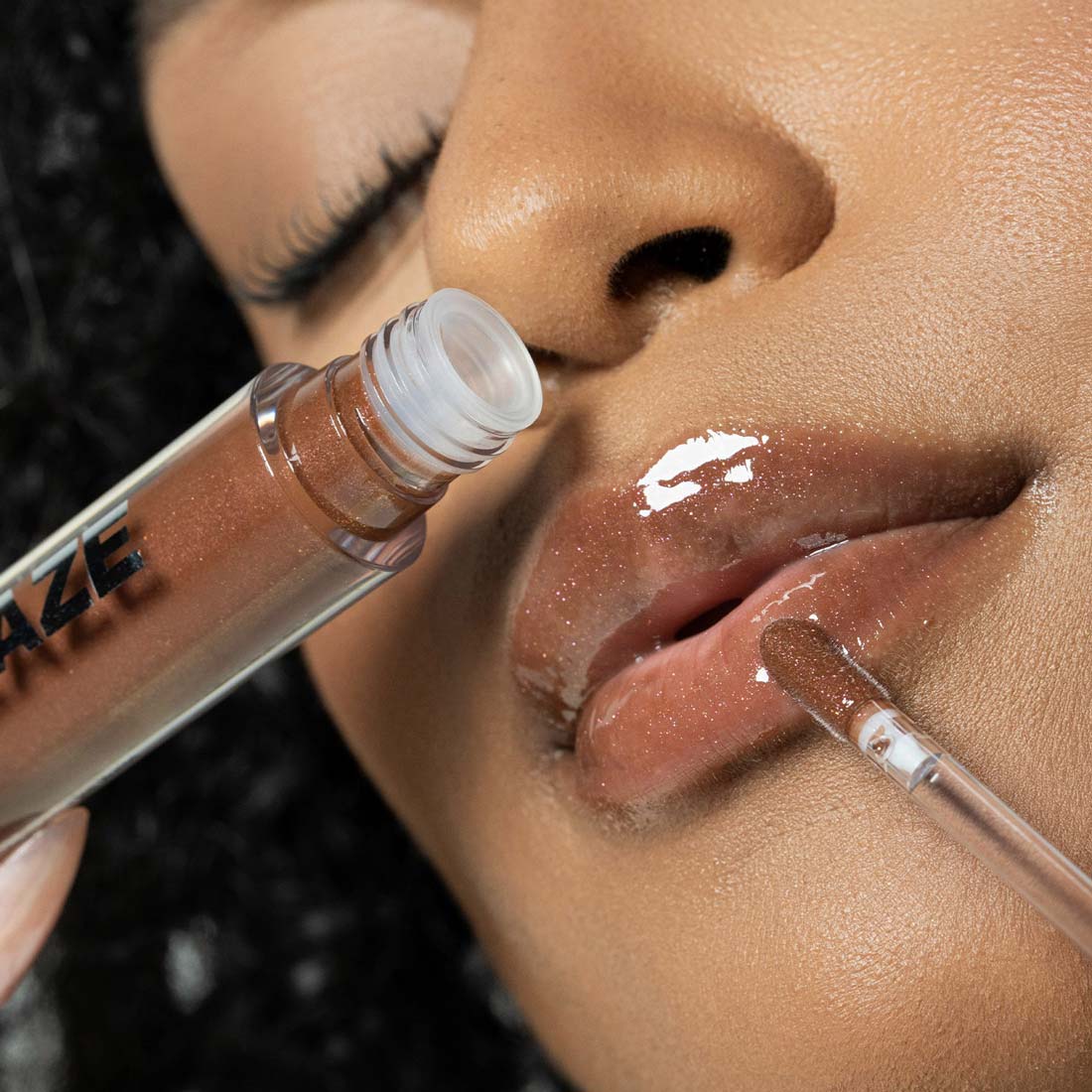 Lip Glaze Serum on lips