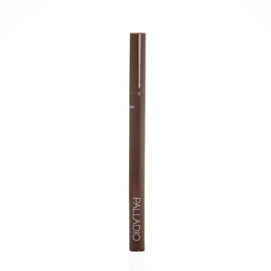 Palladio Brow Ink Micro Brow Pen in Auburn standing upright with cap on, showing the Palladio logo and partial shade code "BI02" on the barrel.