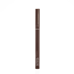 Palladio Brow Ink Micro Brow Pen in Medium Brown standing upright with cap on, showing the "Medium Brown - BI03" shade name and "Brow Ink Micro Brow Pen" product name on the barrel.