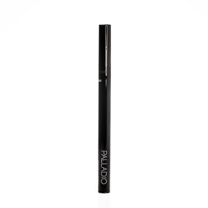 Palladio Brow Ink Micro Brow Pen in Black standing upright with cap on, showing the Palladio logo and partial shade code "BI05" on the barrel.