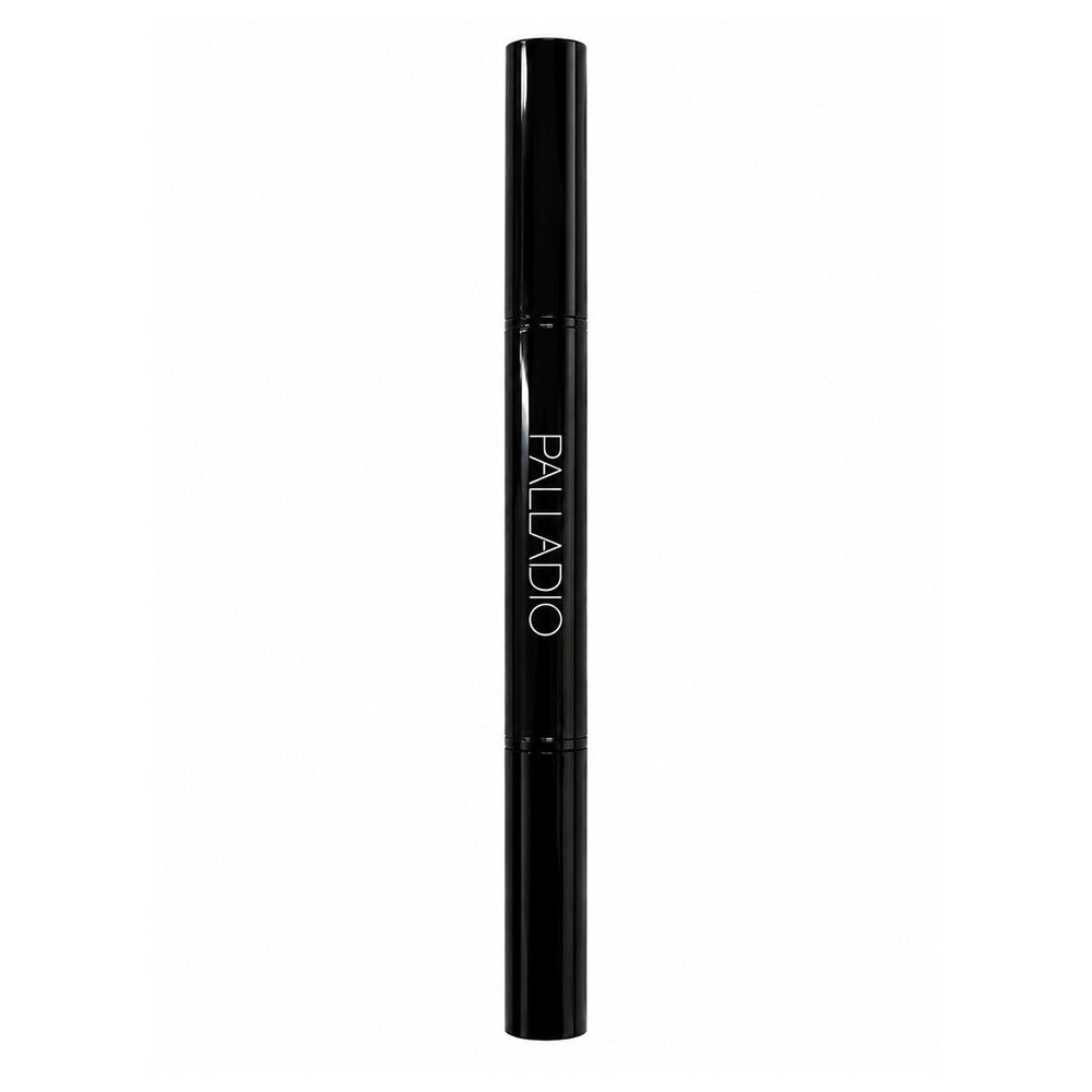Palladio Fifty-Fifty Cat-Eye + Smoky Kajal Eyeliner shown closed as a slim black dual-ended eyeliner pen.