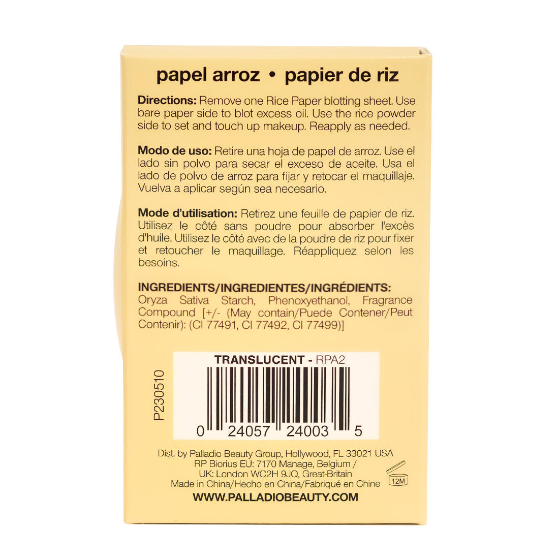 Palladio Rice Paper Oil Blotting Sheets