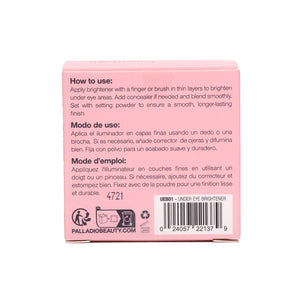 Palladio Under Eye Brightener compact packaging back view Soft Pink