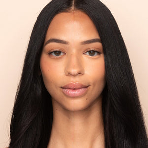 Before and after under-eye appearance using Palladio Under Eye Brightener Medium Nude