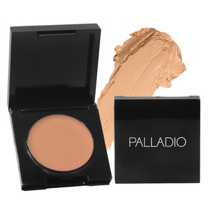 Palladio Under Eye Brightener compact in shade Medium Nude with cream texture swatch.