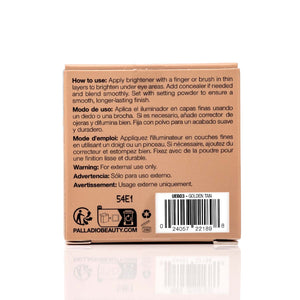 Palladio Under Eye Brightener compact packaging back view Golden Tan