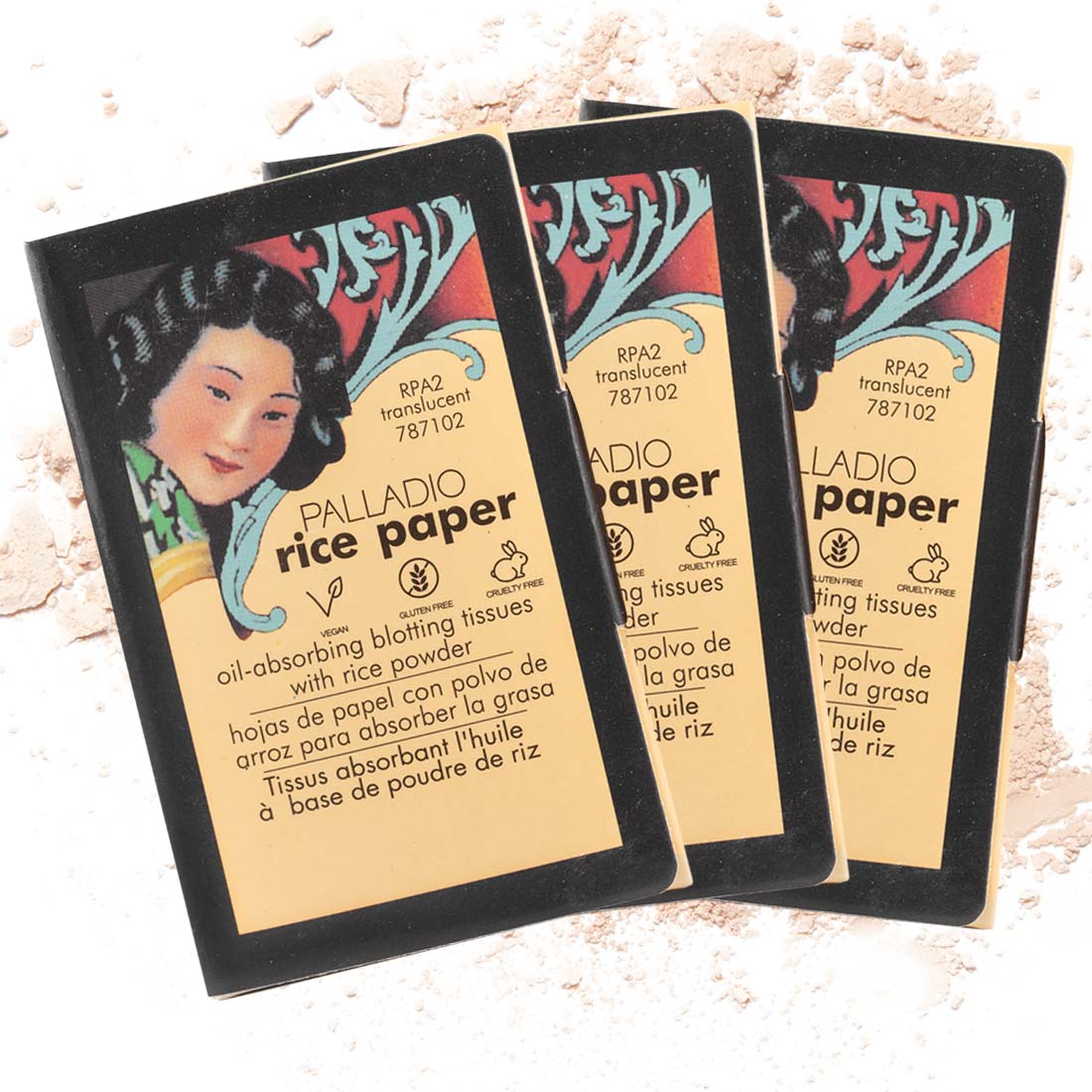 Palladio Rice Paper Facial Tissues for Oily Skin, Face Blotting Sheets Made from Natural Rice, Oil Absorbing Paper with Rice Powder, 2 Sided, Instant